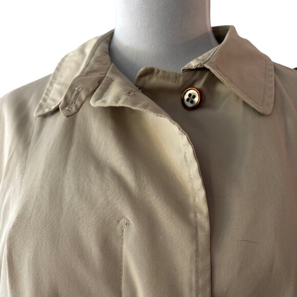 Gleneagles women's Vintage classic long tan trench coat hidden buttons sz 14P - Picture 4 of 14